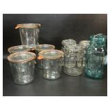 5 WECK 100 Jars + Vintage Glass Top Bail Canning