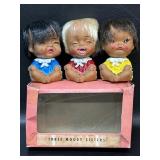 Adorable Japan Rubber Dolls 3 Moody Sisters