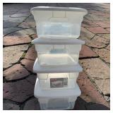 4 Sterilite Platic Containers 12 Quarts Each