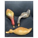 3 Carved Duck Figures, 2 are Shelf Sitters