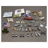 Charms, Stud Earrings, Lapel Pins - some sterling