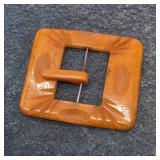 Art Deco Butterscotch Bakelite Square Belt Buckle