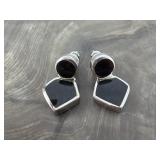 PB 925 & Onyx Drop Earrings 4.9g Sterling Silver