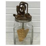 VINTAGE DAZEY HAND CRANK GLASS BUTTER CHURN NO.