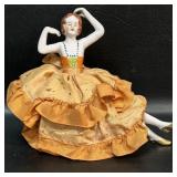 Half Doll Porcelain Pincushion w/ Legs Vintage