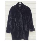 Ladies' Faux Fur in Black w/ Leather Trim USA