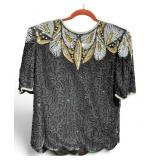 VTG Silk Lawrence Kazar After 5 Top w/ Sequins/