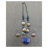 Artisan 925 Jewelry Set Glass & Sterling Silver