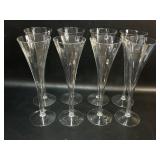 8 Crystal Champagne Flutes , Hollow Stem, Paneled