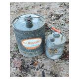 Vtg Fuel Cans 5 Gal 1 Gal Galvanized