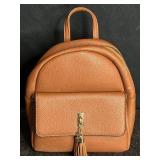 BROWN PEBBLED FAUX LEATHER MINI BACKPACK PURSE