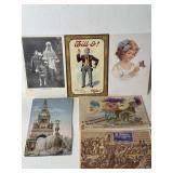4 Antique Postcards 1 First Day Issue 1951& 1