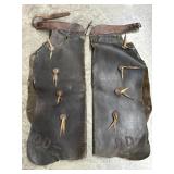 VINTAGE LEATHER BATWING CHAPS W/ INITIALS DD