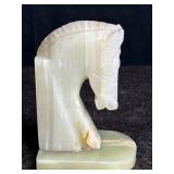 ONYX HORSE HEAD BOOKEND W/ SMALL REPAIR