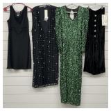 Green Sequin Statement Dress + Black Skirt , Long