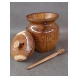 Hand-Turned Black Locust Honey Pot & Dipper Set