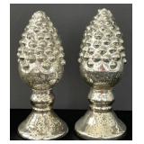 Mercury Glass Pinecone Pedestal Decor Holiday