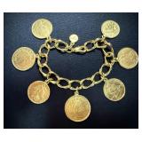 Ben-Amun Coins Bracelet Signed, High End Costume