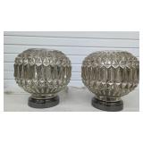 Pair of Hollywood Regency Diamond Cut Mercury