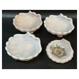 4 Cambridge Glass Tuscan Pink Small Shell Dishes