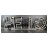Wire Hello Sign, Wall Mountable or Free Standing