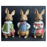 Trio of Handcrafted/ Signed Pottery Rabbits