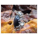 Sterling Silver, Black Onyx & Pearl Ring