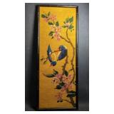 Mid Century Framed Needlepoint Artwork, Blue
