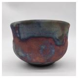 Signed Raku-Fired Pottery Bowl