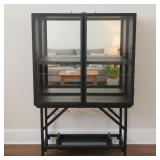 Modern Steel Bar / Liquor Cabinet w/ Tray