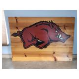 Large Arkansas Razorback Painted Wall Art on Pine