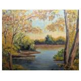 Vintage Impressionist-Style Landscape Oil