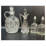 Vintage Pressed Glass Decanter & Cruet +