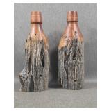 Turned Wooden Fence Post Candlesticks