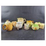 Vintage Basketweave Ceramic Cream Pitchers Lot +