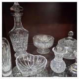 Crystal Lot w/ Decanter, Covered Dish, & Vase