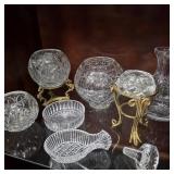 Lot of Crystal Rose Bowls w/ Pineapple Dish