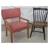 Vintage Arm Chair w/ Modern Fancy Side Chair