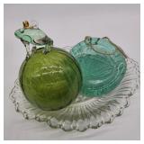 Glass Frog Ornament Pair