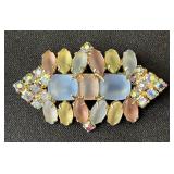 Vintage Moonglow & AB Rhinestone Brooch Pin