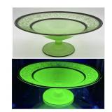 Cambridge Uranium Glass Frosted Etched Bowl