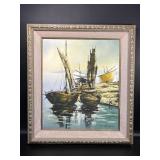 Original Oil Painting Traditional Coastal Junk