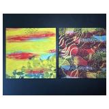 2 Original Paintings Abstracts on Wood Panels,