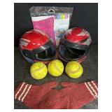 PAIR OF KIDS PLASTIC BIKE HELMETS USED, 3 SOFT