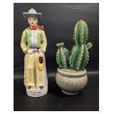 Vintage Ceramic Cowboy with Cactus