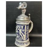 GERZ W. German Beer Stein MA Ricker Ram Head