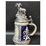 GERZ Gerzit German Beer Stein Pewter Ram Lid MA