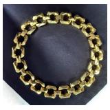 Vintage Faceted Chunky Links Necklace Goldtone