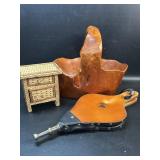 Hand Carved Burl Wood Basket - Damage shown ,