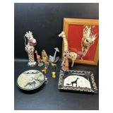 Giraffe lot : Figurines Pottery , Brass + Trinket